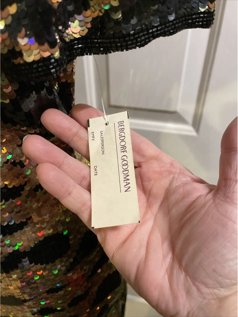 Riazee For Bergdorf Goodman Heavy Sequin Silk Dress Size 8 Vintage